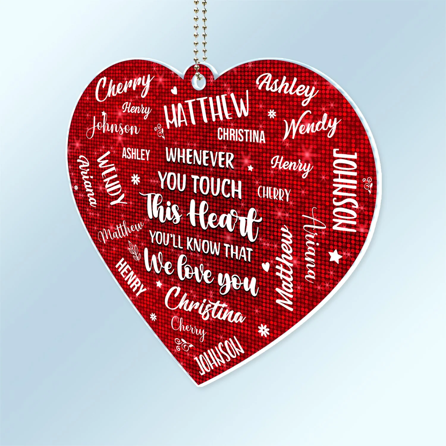 Whenever You Touch This Heart - Loving Gift For Mom, Grandma - Personalized Acrylic Car Hanger - Image 2