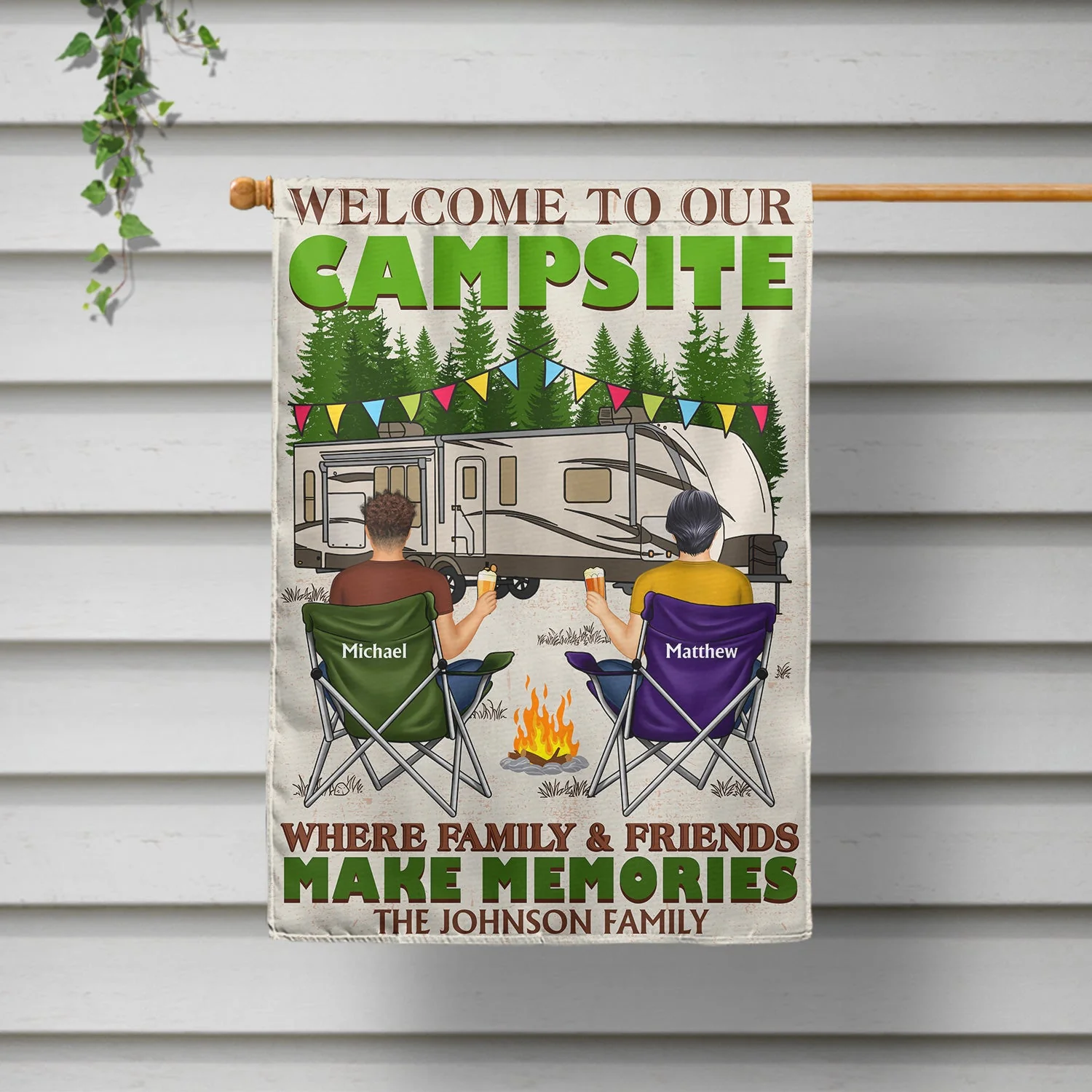 Where Family And Friends Make Memories - Gift For Camping Lovers - Personalized Flag - Image 2