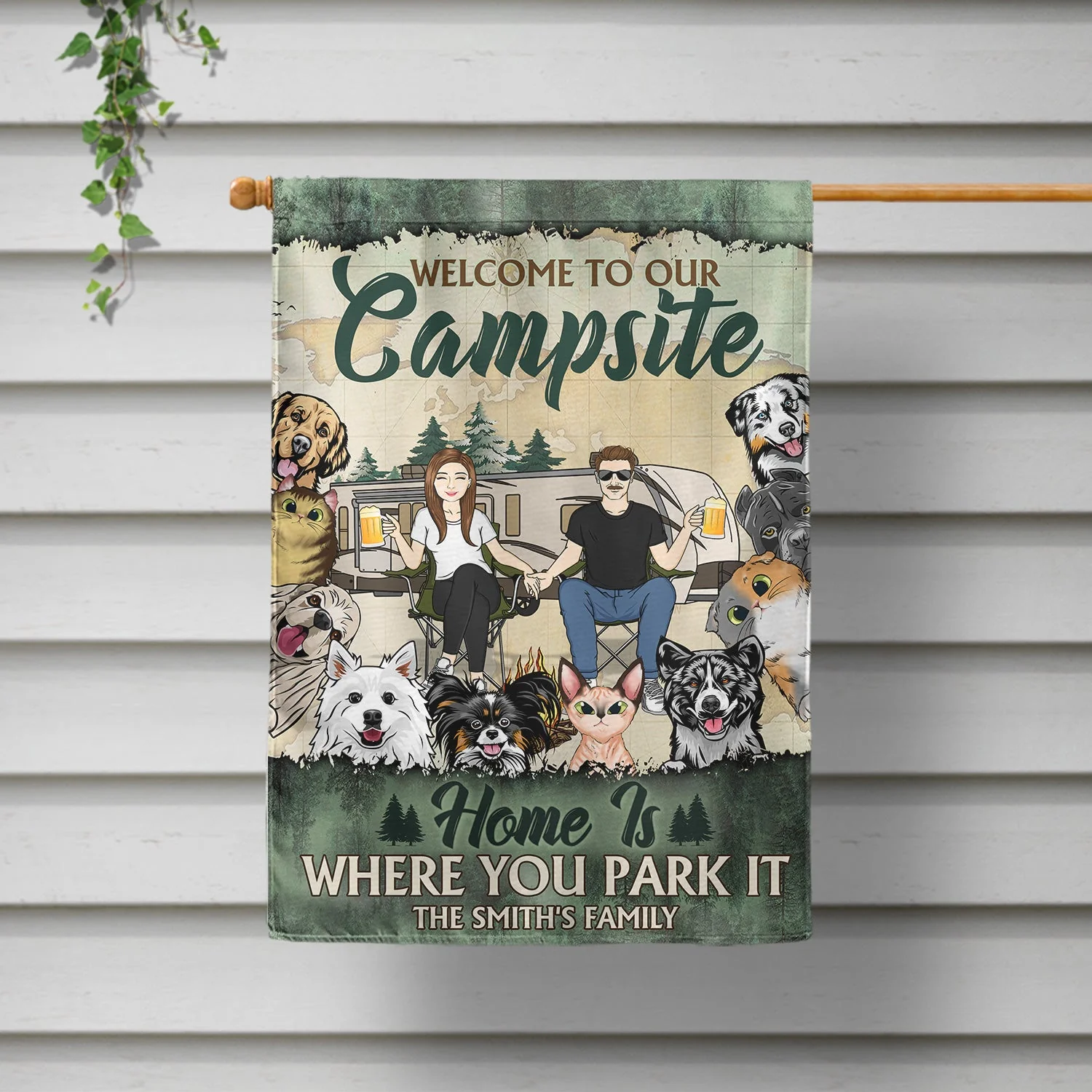 Where Family And Friends Make Memories - Gift For Pet, Camping Lovers, Campsite, Camping Decor, Couple, Family - Personalized Custom Flag - Image 2