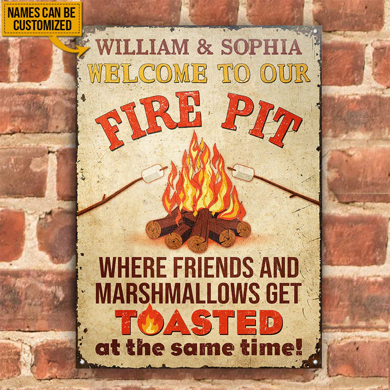 Where Friends Marshmallows Get Toasted Firepit Funny Custom Classic Metal Signs, Funy Camping Sign - Image 2