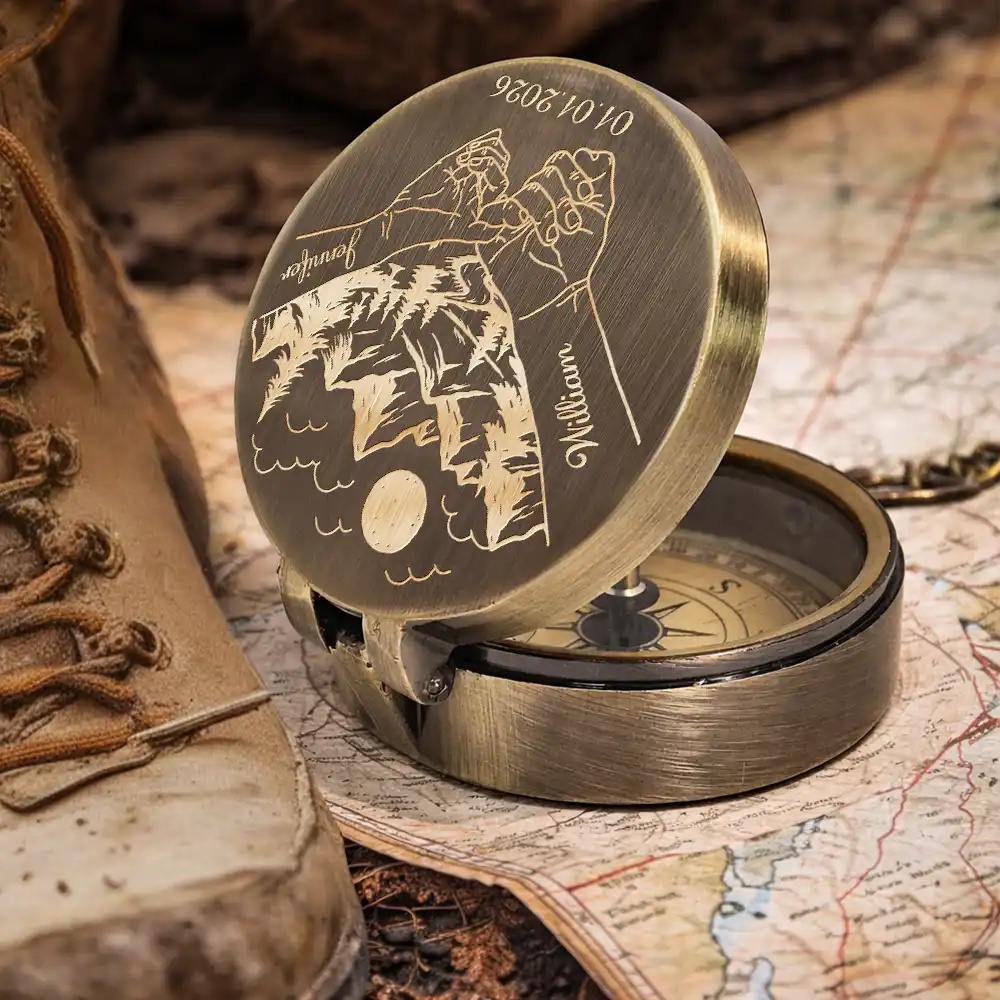 Wherever Your Adventures Take You - Personalized Engraved Brass Compass - Image 5