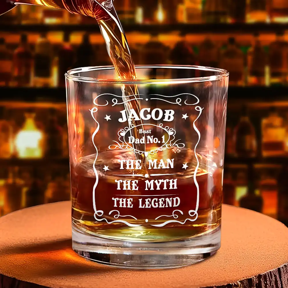 Whiskey Vintage Label The Man The Legend - Personalized Whiskey Glass - Image 4