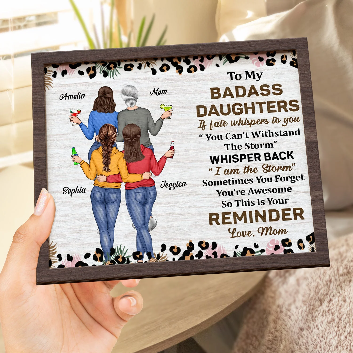 Whisper Back I Am The Storm - Gift For Daughters From Mom - Personalized 2-Layered Wooden Plaque With Stand - Image 4
