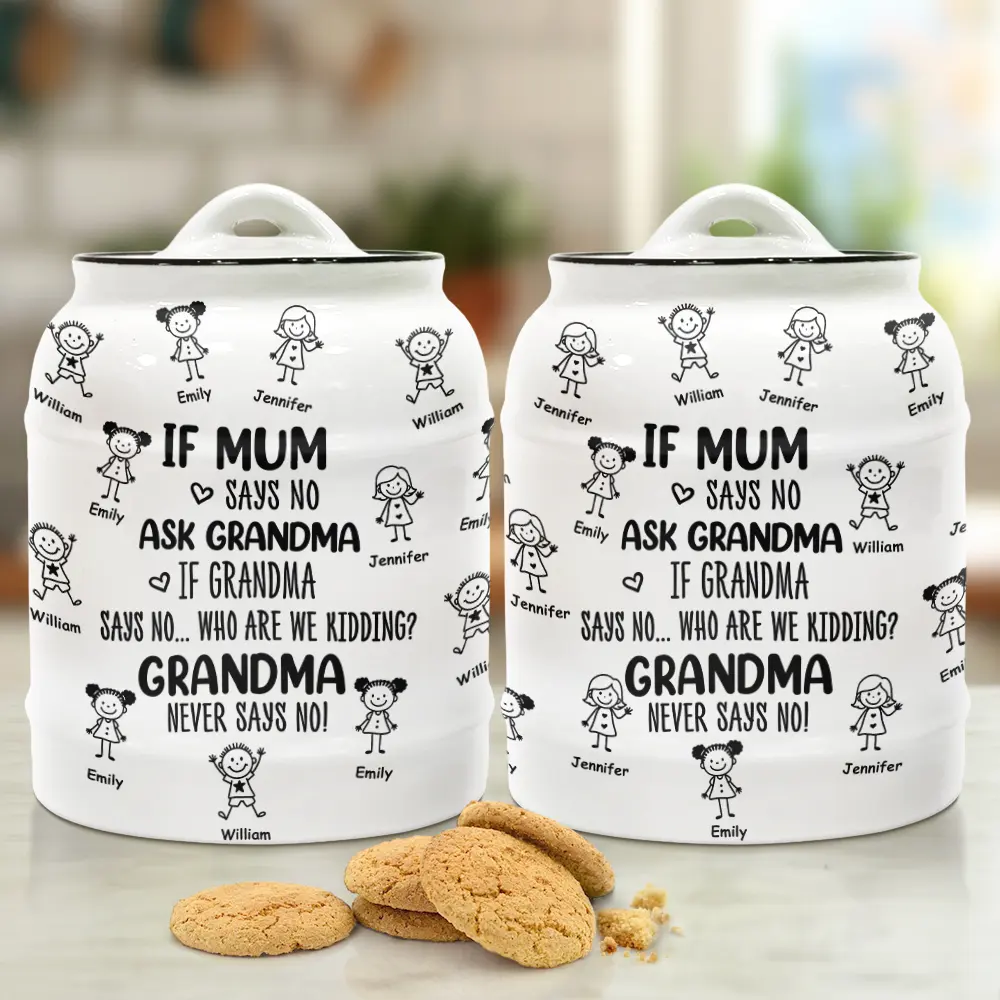 Who Are We Kidding Grandma Never Says No - Personalized Cookie Jar - Image 2