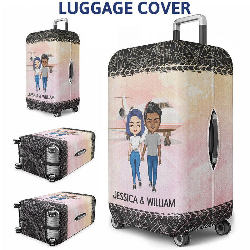 Who You Have Beside Traveling - Bestie, Couple Gift - Personalized Custom Luggage Cover - Image 3