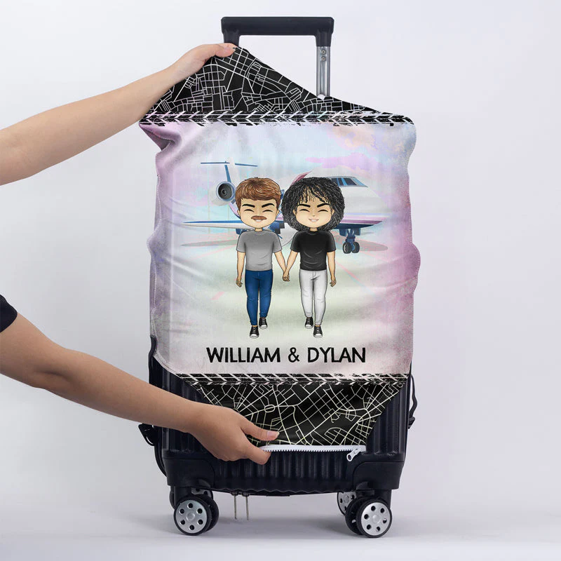 Who You Have Beside Traveling - Bestie, Couple Gift - Personalized Custom Luggage Cover - Image 4
