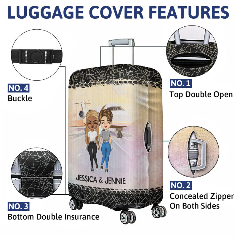Who You Have Beside Traveling - Bestie, Couple Gift - Personalized Custom Luggage Cover - Image 5