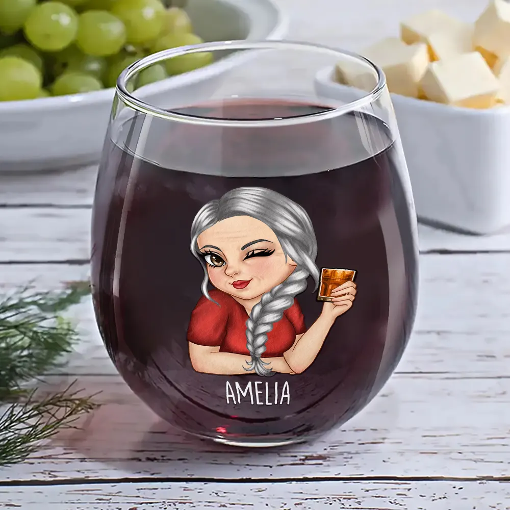 Wife Mom Grandma - Personalized Stemless Wine Glass - Image 6