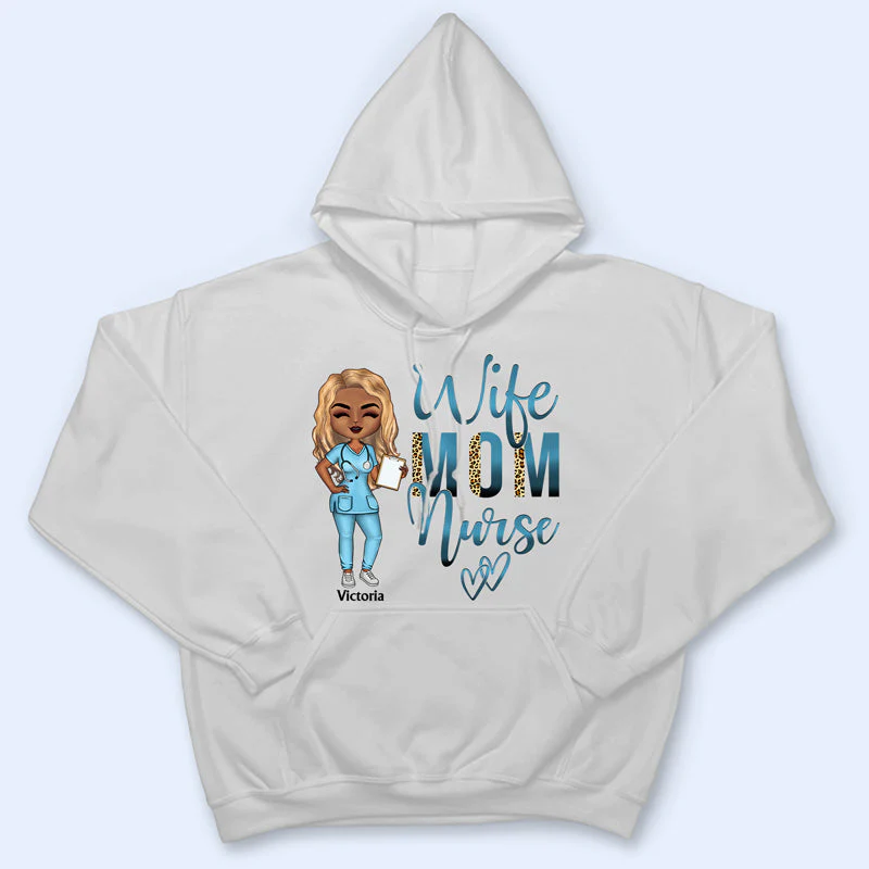 Wife Mom Nurse - Mother Gift - Personalized Custom T Shirt - Image 4