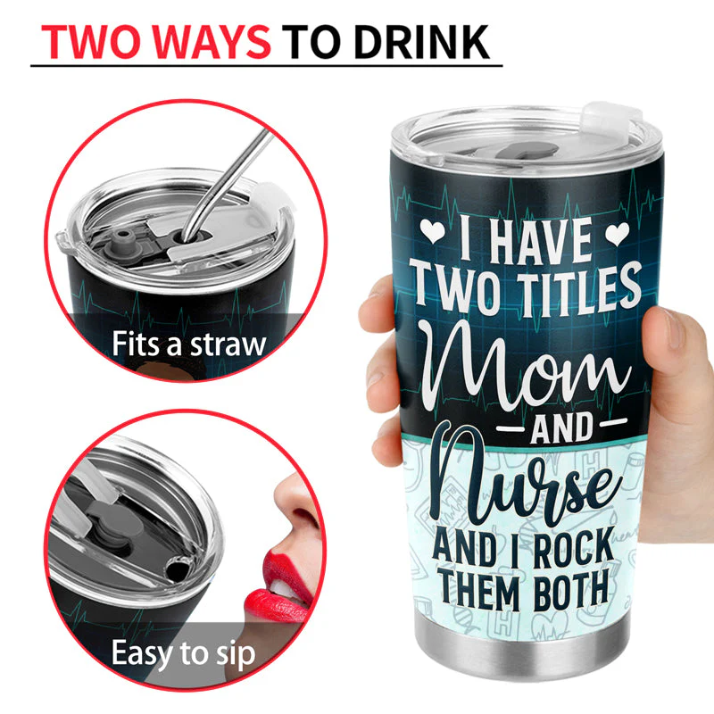 Wife Mom Nurse - Mother Gift - Personalized Custom Tumbler - Image 4