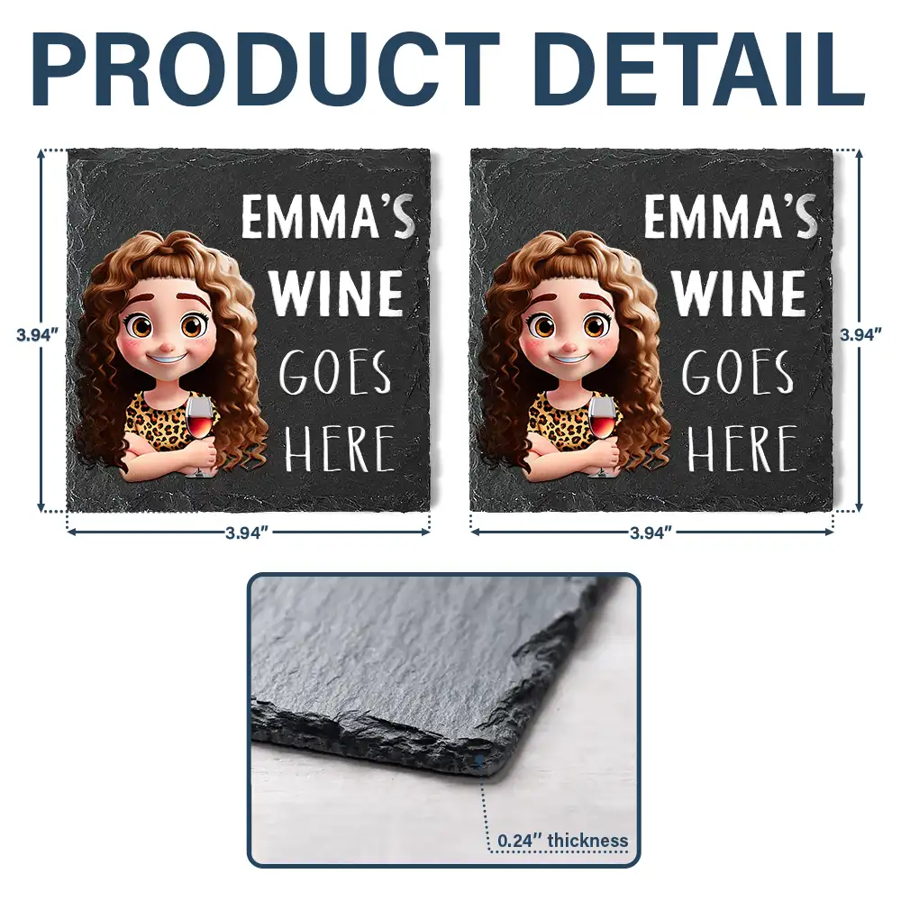 Wine Whisky Beer Goes Here - Personalized Slate Coaster - Image 5