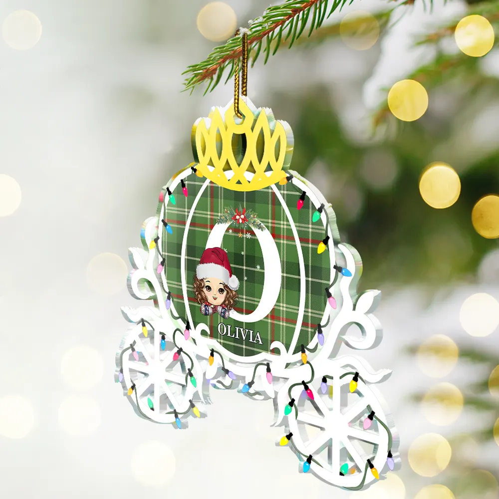 Winter Prince & Princess Carriage - Personalized Custom Shaped Acrylic Ornament - Image 2