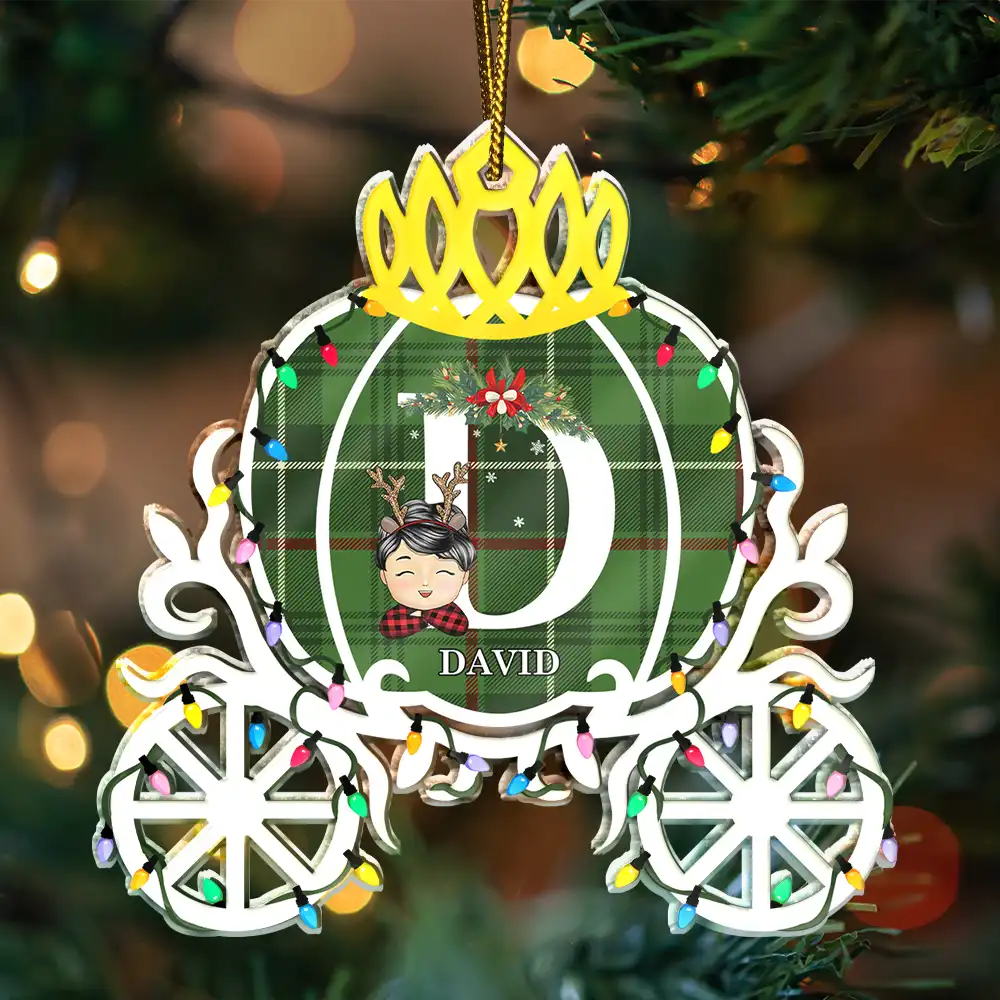 Winter Prince & Princess Carriage - Personalized Custom Shaped Acrylic Ornament - Image 3