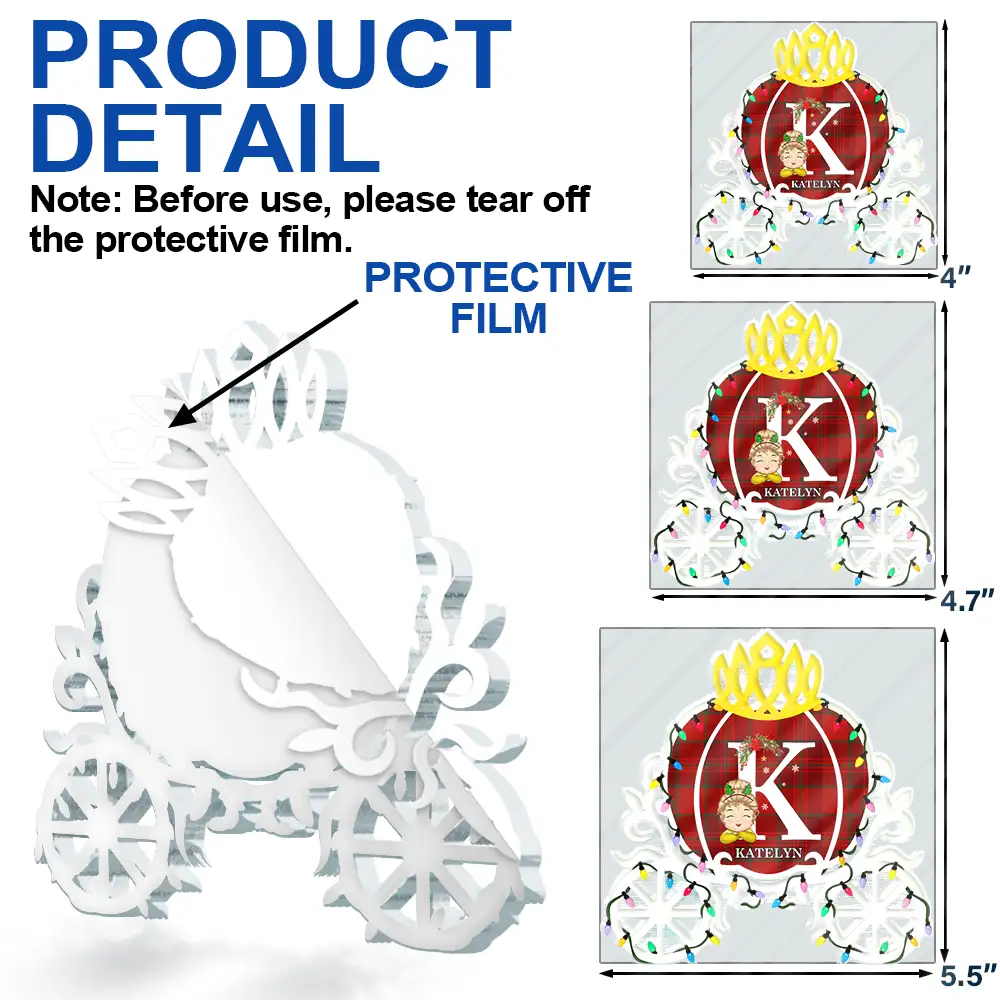 Winter Prince & Princess Carriage - Personalized Custom Shaped Acrylic Ornament - Image 6