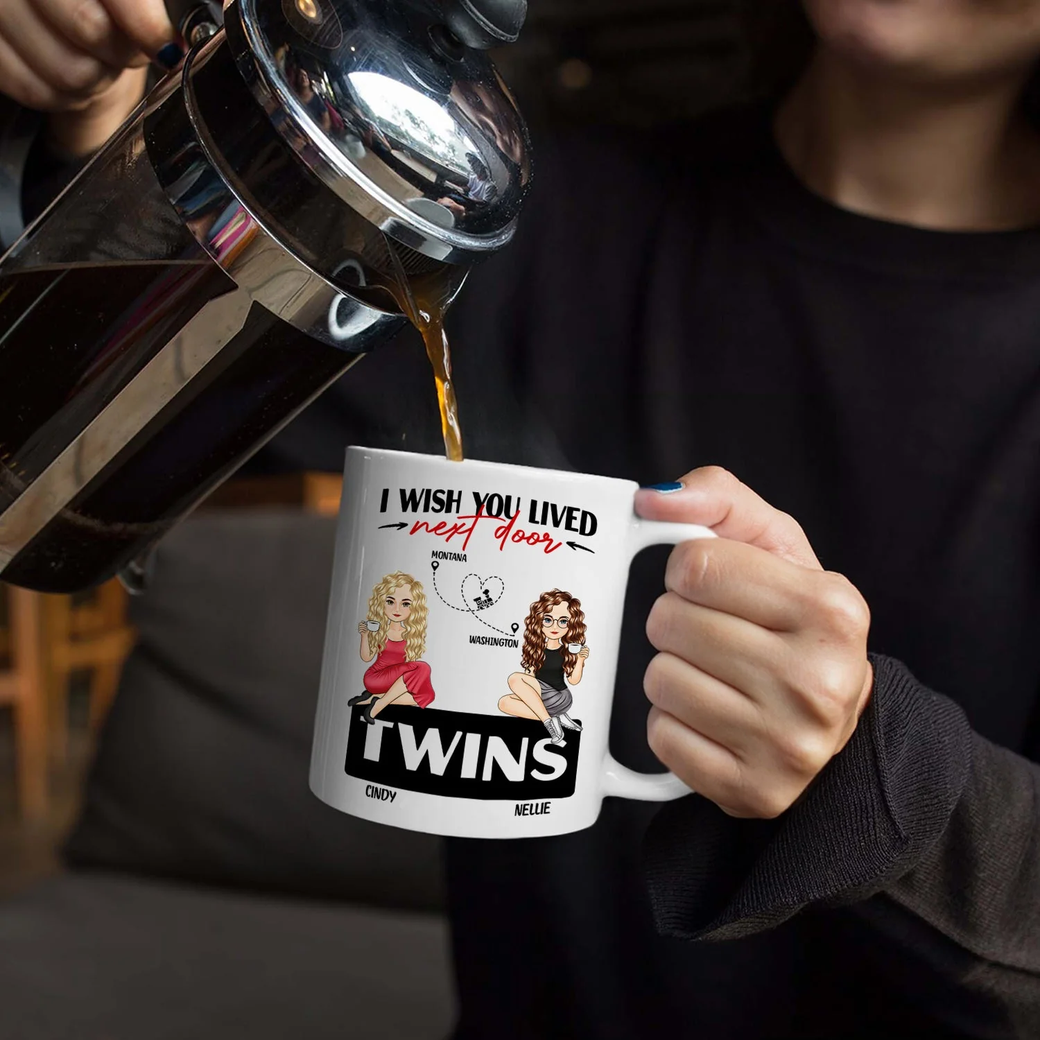 Wish You Lived Next Door - Gift For Siblings And Besties - Personalized Mug - Image 5