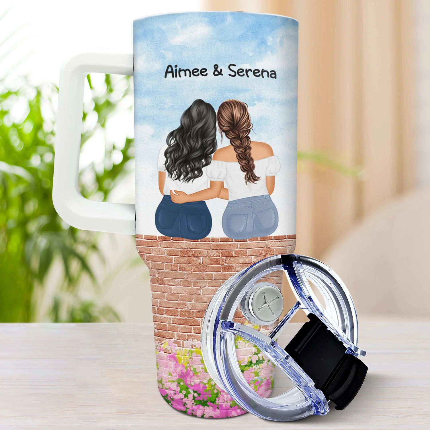 Wish You Lived Next Door - Gift For Sisters And Besties - Personalized 40oz Tumbler With Straw - Image 3