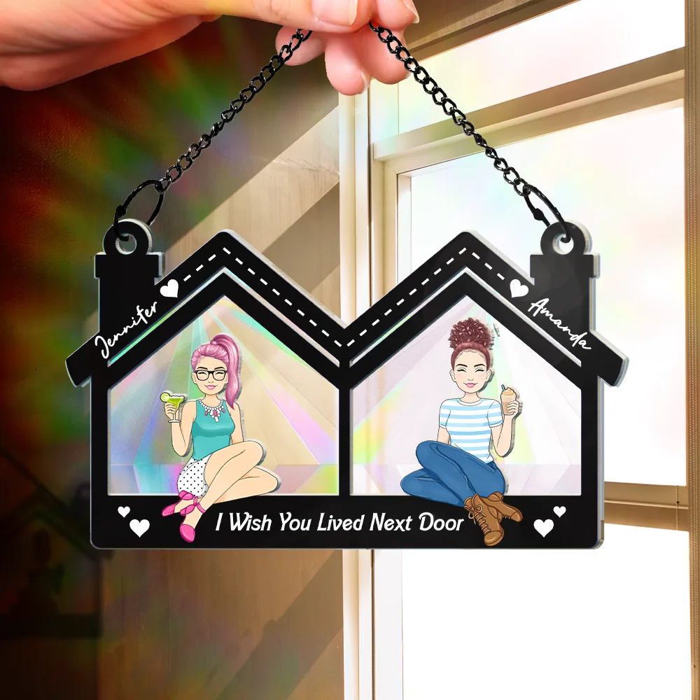 Wish You Lived Next Door - Personalized Window Hanging Rainbow Suncatcher - Image 2