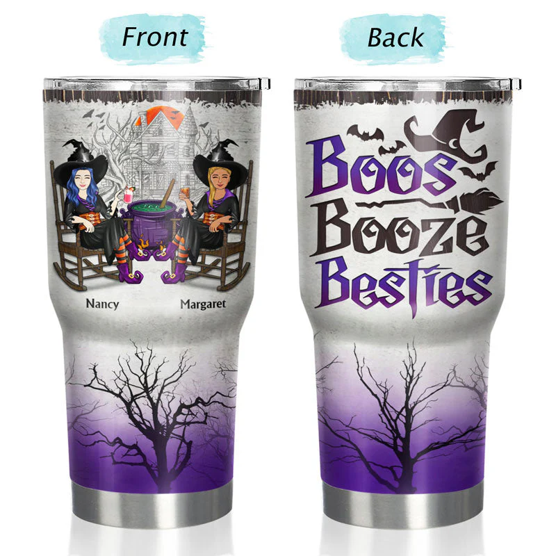 Witches Best Friends The Black Hat Sisterhood An Enchanting Fly By Night Group - Gift For Besties And Sisters - Personalized Custom 30 Oz Tumbler - Image 3