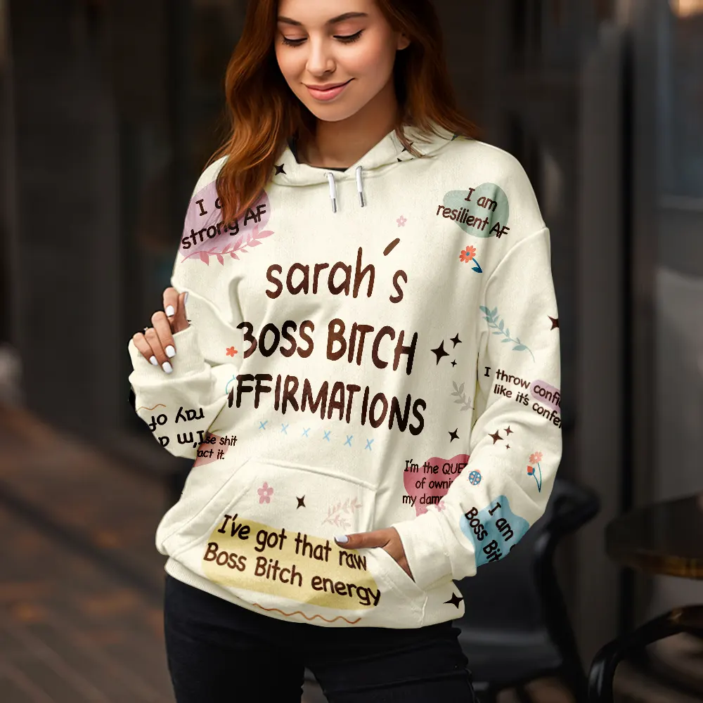 Women Everyday Affirmation Girl Power Self Claim - Personalized Pullover Hoodie - Image 3