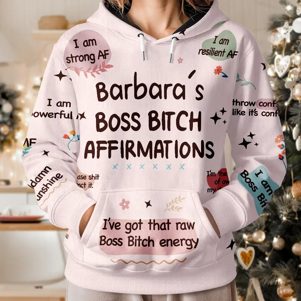 Women Everyday Affirmation Girl Power Self Claim - Personalized Pullover Hoodie - Image 4