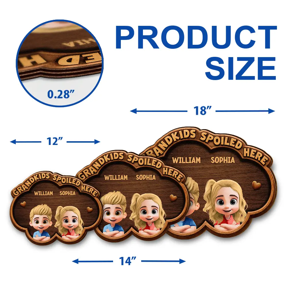 Wood Carved Effect Grandkids Spoiled Here - Personalized Custom Shaped Wood Sign - Image 5