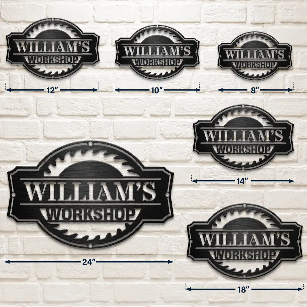 Woodshop Sign Workshop Cabin Garage - Personalized Cutout Metal Sign - Image 6