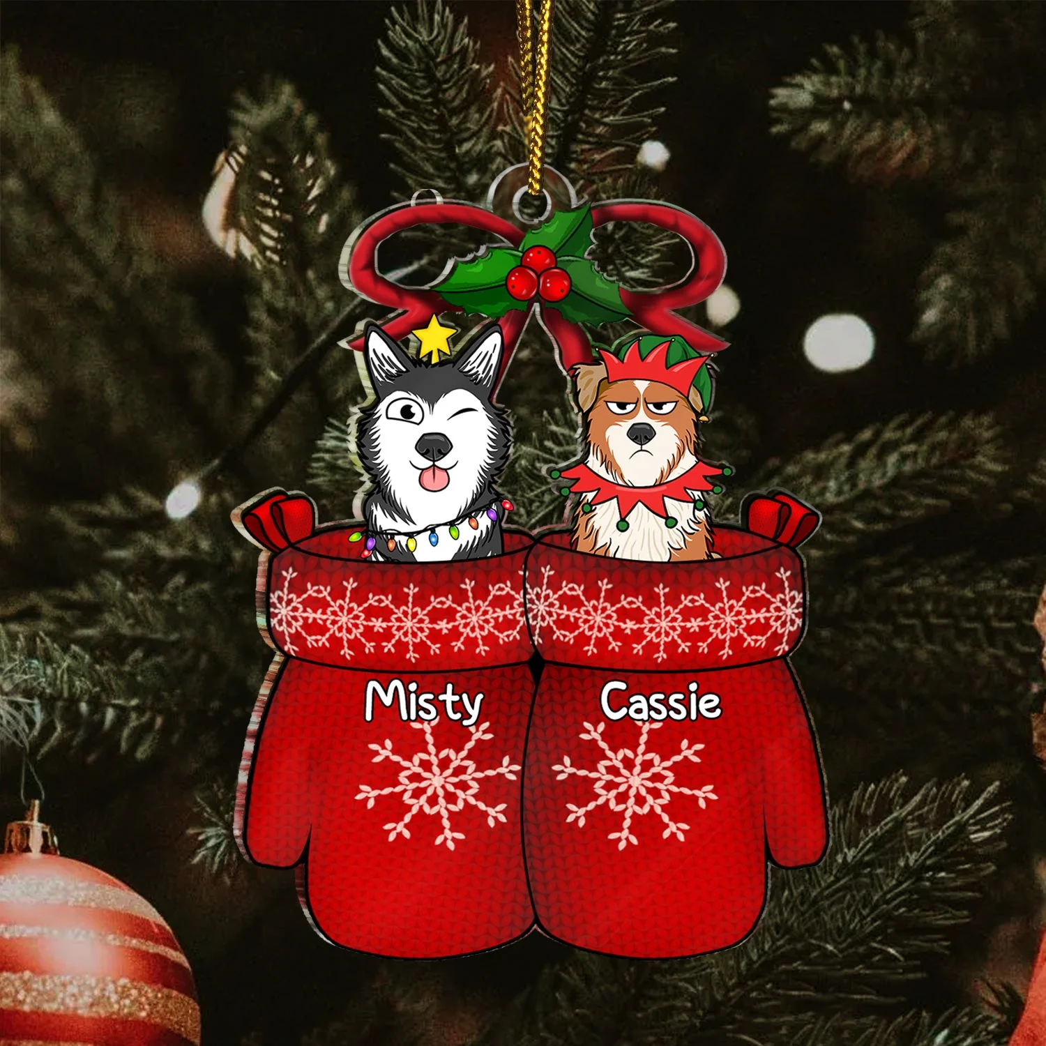 Wool Gloves - Christmas Gift For Dog Lovers, Cat Lovers - Personalized Cutout Acrylic Ornament - Image 3