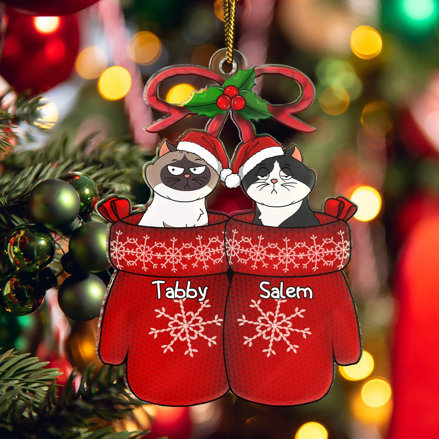 Wool Gloves - Christmas Gift For Dog Lovers, Cat Lovers - Personalized Cutout Acrylic Ornament - Image 5
