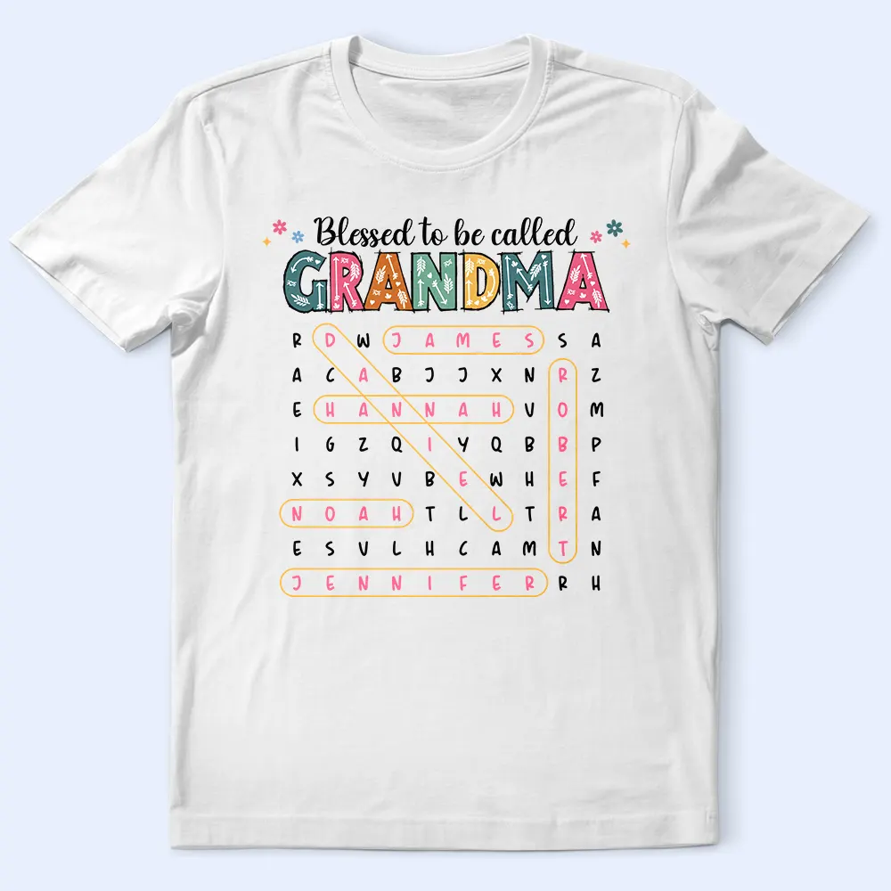 Word Search Puzzle Blessed To Be Called Grandma Nana - Personalized T Shirt