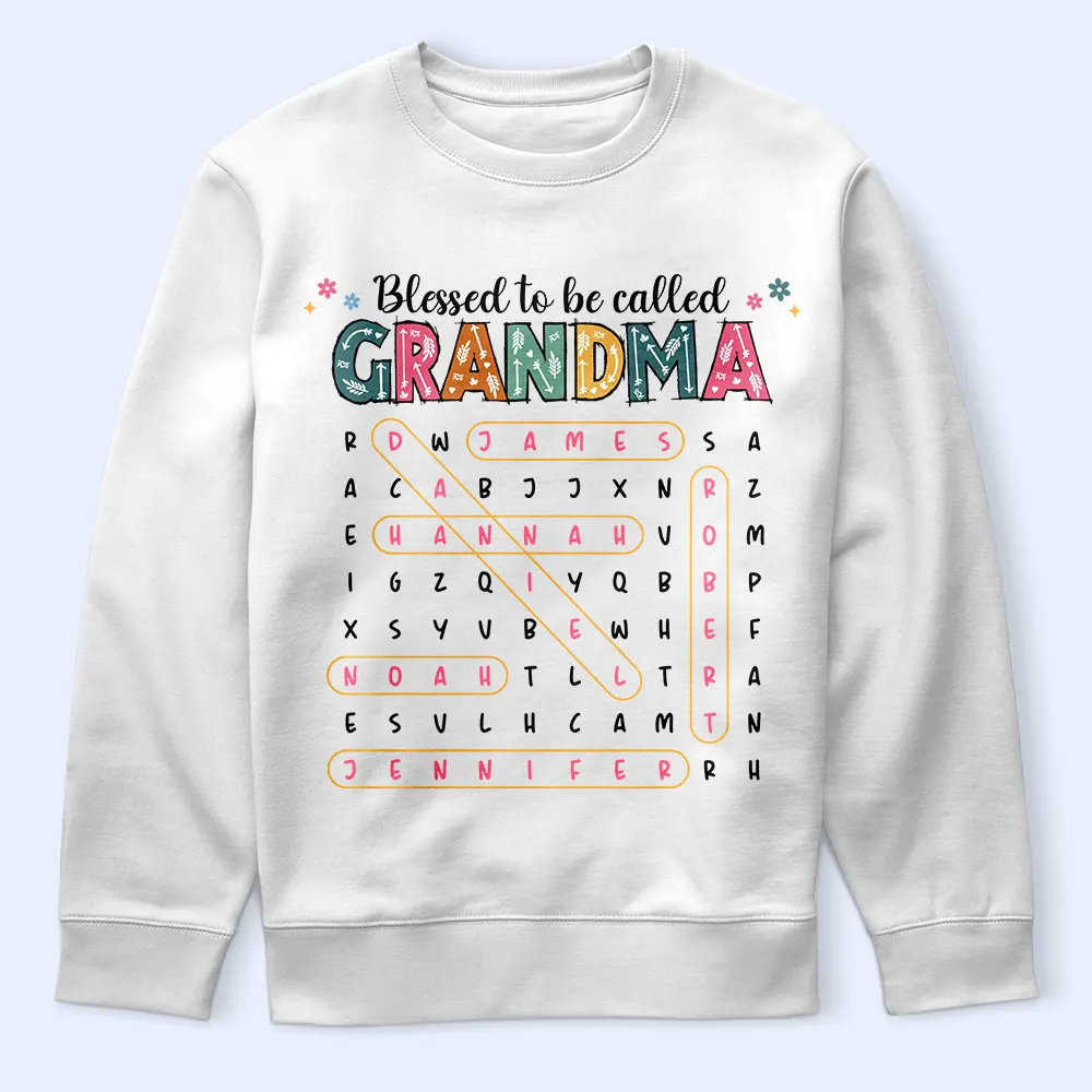 Word Search Puzzle Blessed To Be Called Grandma Nana - Personalized T Shirt - Image 5