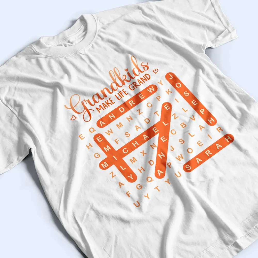 Word Search Puzzle Grandkids Make Life Grand - Personalized T Shirt - Image 4
