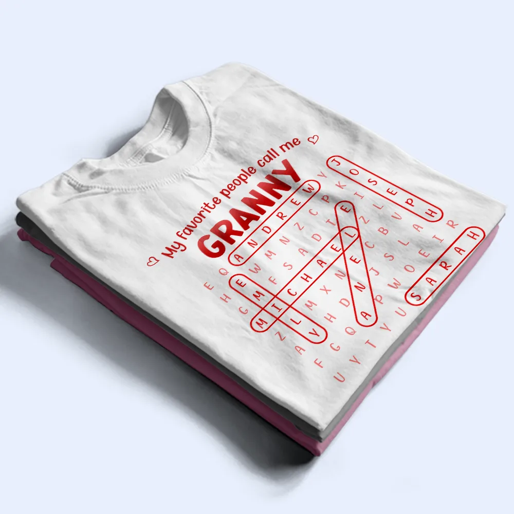 Word Search Puzzle Grandma Abuela My Favorite People Call Me - Personalized T Shirt - Image 3