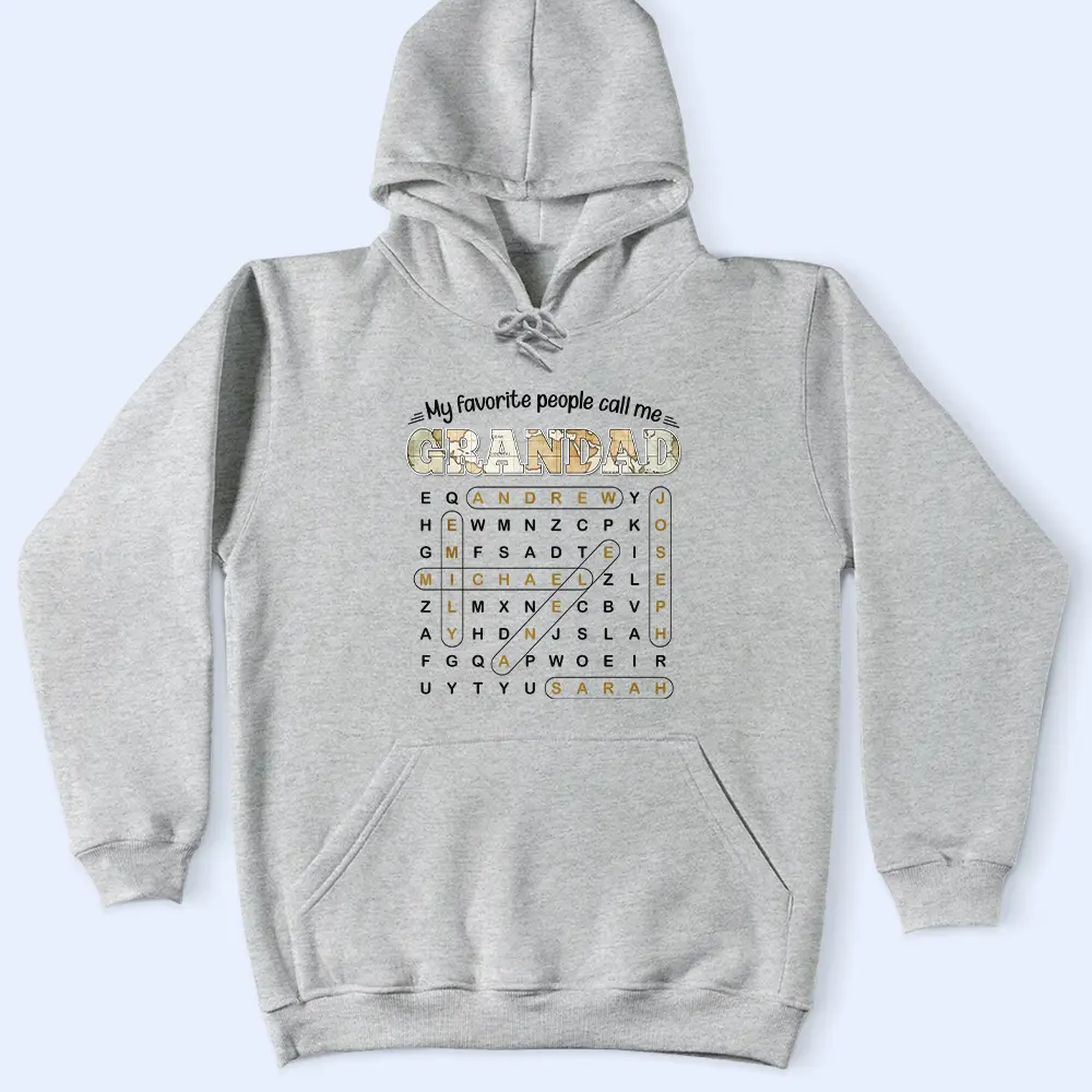 Word Search Puzzle My Favorite People Call Me Grandpa Dad - Personalized T Shirt - Image 4