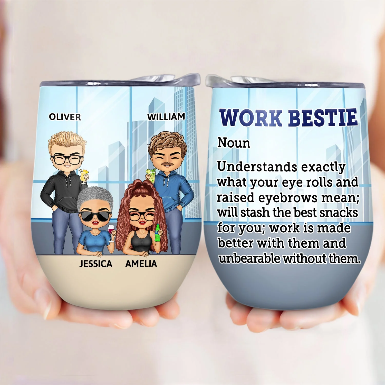 Work Bestie Definition - Funny, Anniversary, Birthday Gifts For Colleagues, Coworker, Besties - Personalized Custom Wine Tumbler - Image 3