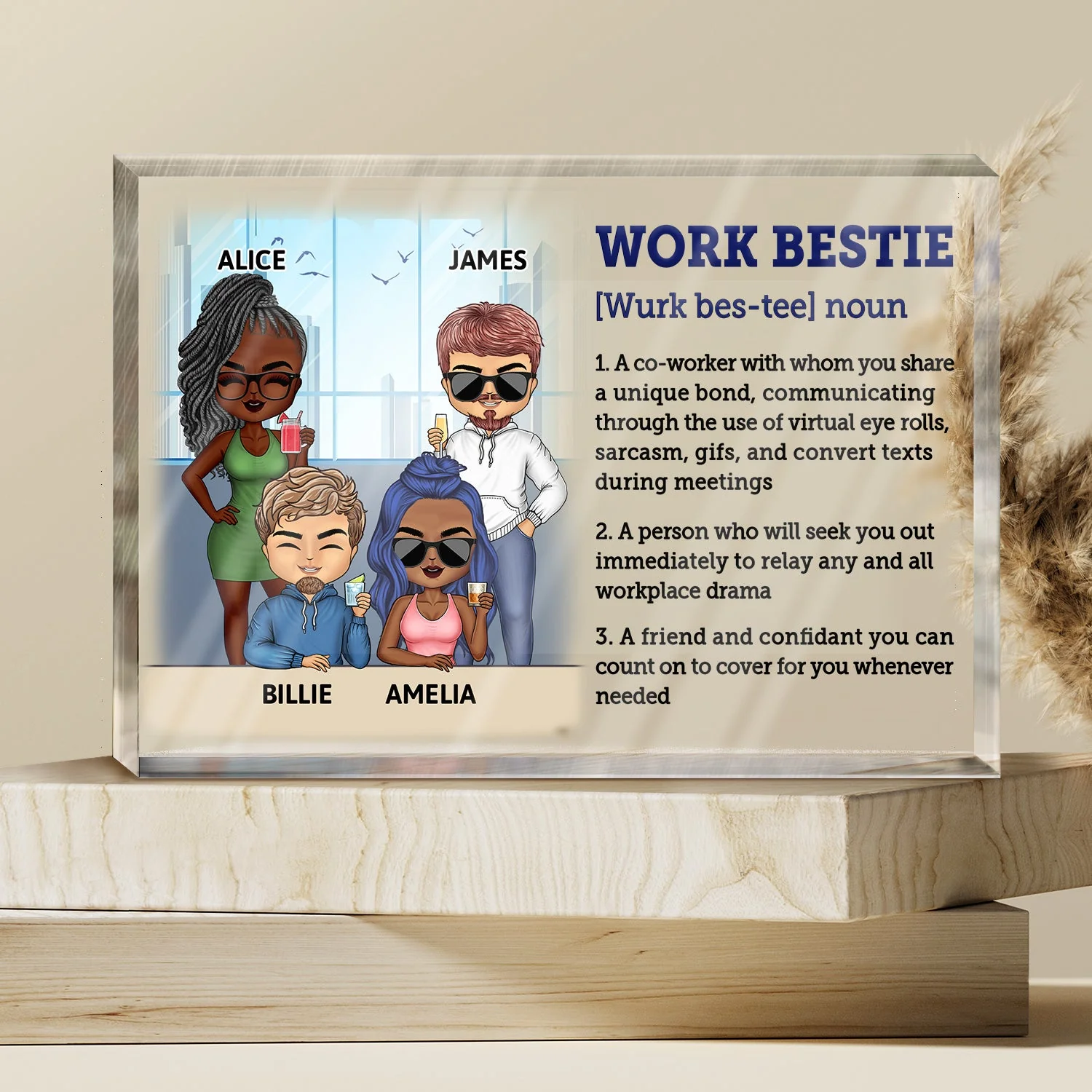 Work Bestie Definition Unique Bond - Funny, Anniversary, Birthday Gifts For Colleagues, Coworker, Besties - Personalized Custom Rectangle Shaped Acrylic Plaque - Image 3