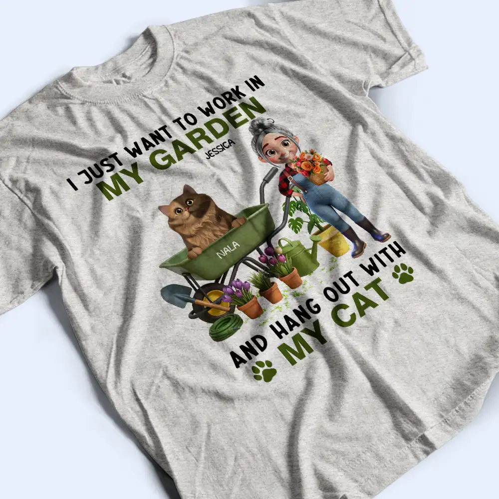 Work In My Garden And Hang Out With My Cats - Personalized T Shirt - Image 3