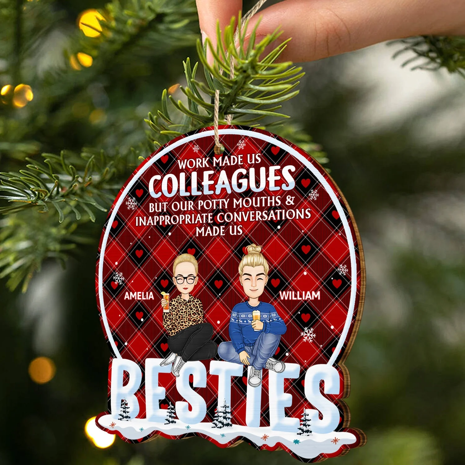 Work Made Us Colleagues But Our Potty Mouth - Christmas Gift For Coworker, Bestie, Best Friend - Personalized Custom Shaped Wooden Ornament - Image 2