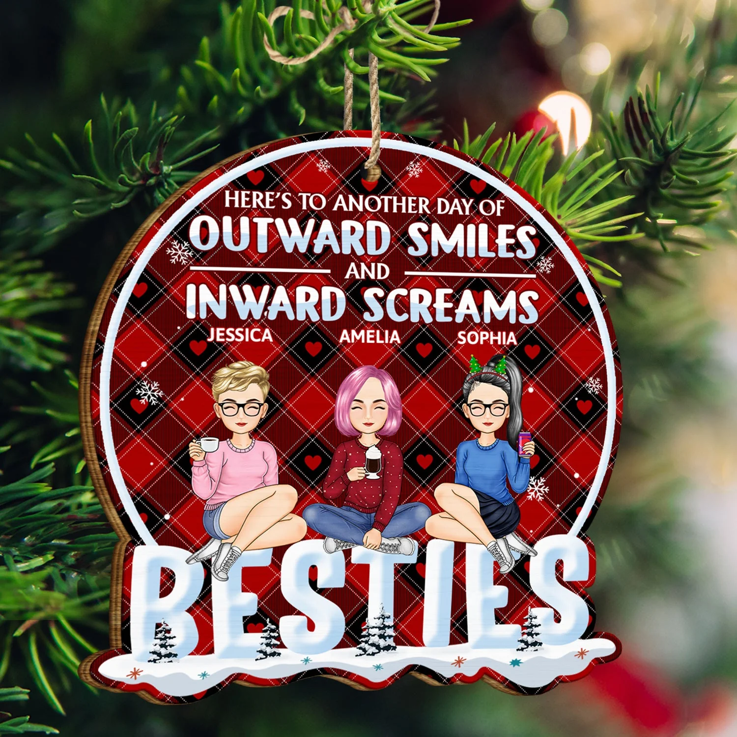 Work Made Us Colleagues But Our Potty Mouth - Christmas Gift For Coworker, Bestie, Best Friend - Personalized Custom Shaped Wooden Ornament - Image 3