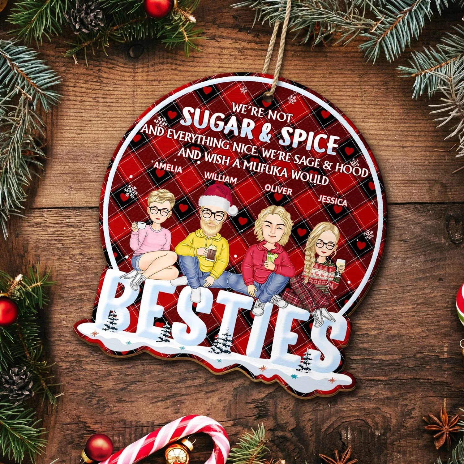 Work Made Us Colleagues But Our Potty Mouth - Christmas Gift For Coworker, Bestie, Best Friend - Personalized Custom Shaped Wooden Ornament - Image 5