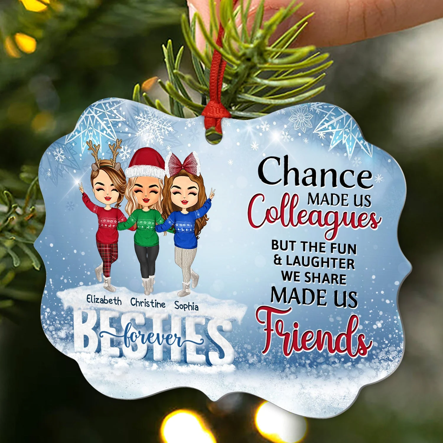 Work Made Us Colleagues But Our Potty Mouths - Christmas Gift For Co-worker And BFF - Personalized Custom Aluminum Ornament - Image 2