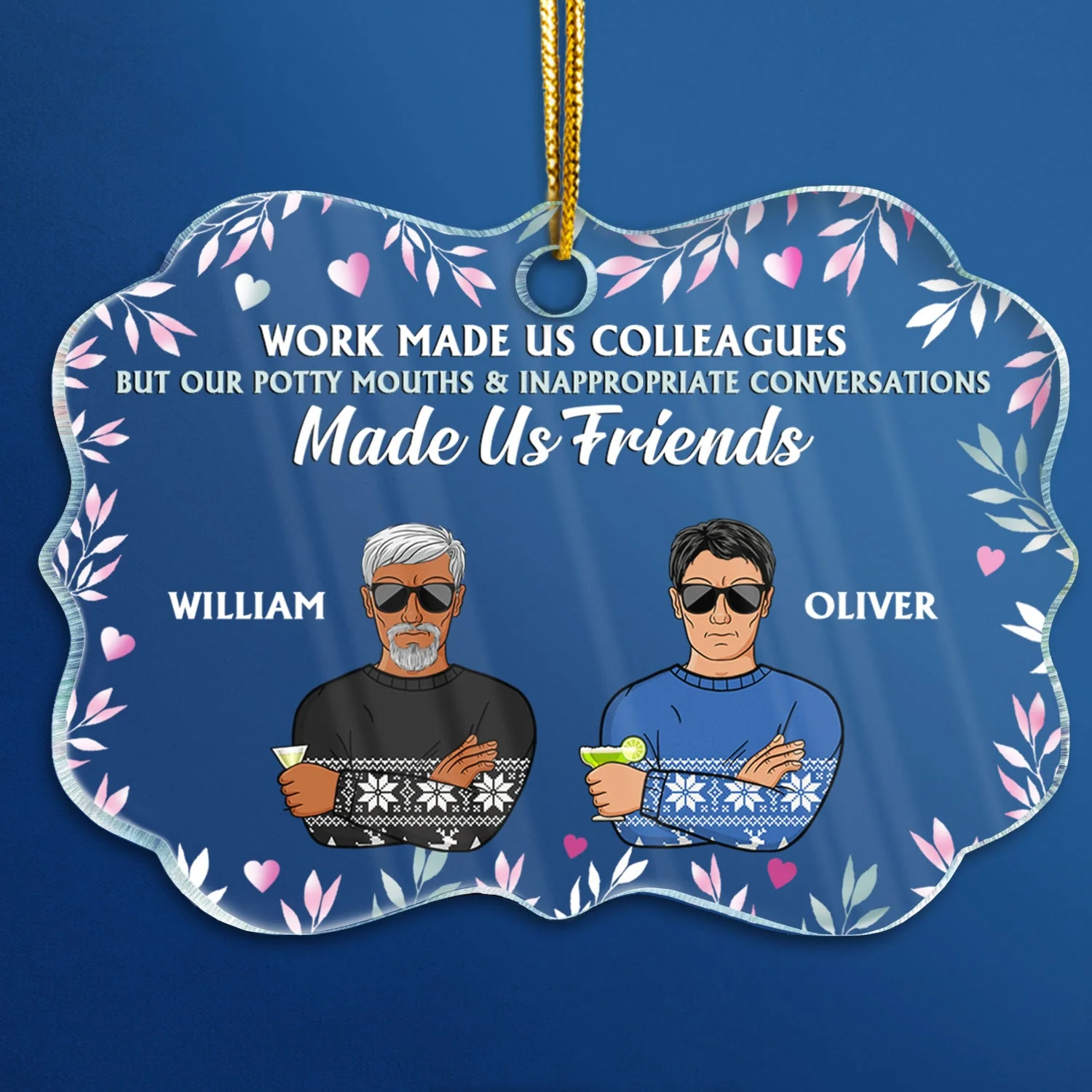 Work Made Us Colleagues But Our Potty Mouths Office Worker - Funny Christmas Gift - Personalized Custom Medallion Acrylic Ornament - Image 3