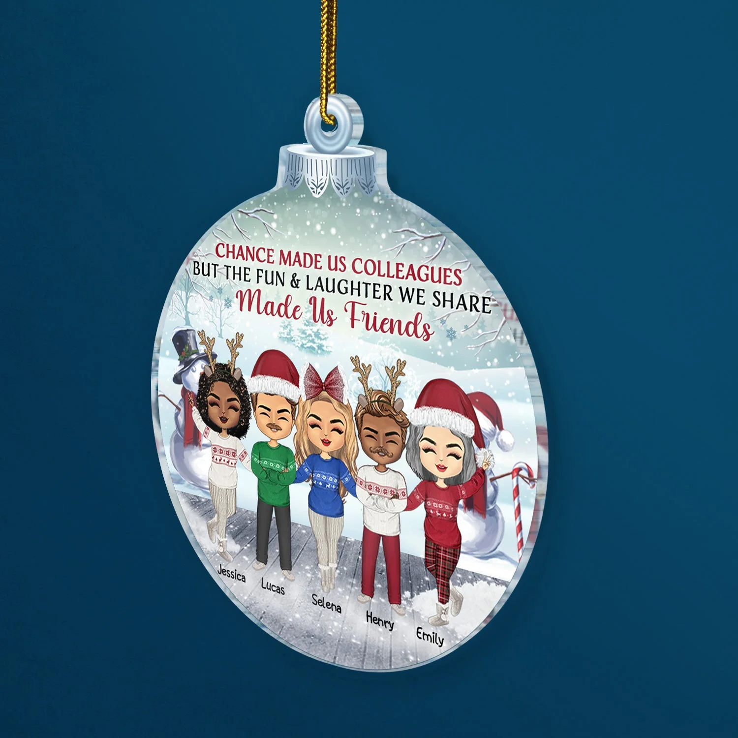 Work Made Us Colleagues - Christmas Gift For Co-worker, Besties, Best Friends - Personalized Custom Shaped Acrylic Ornament - Image 2