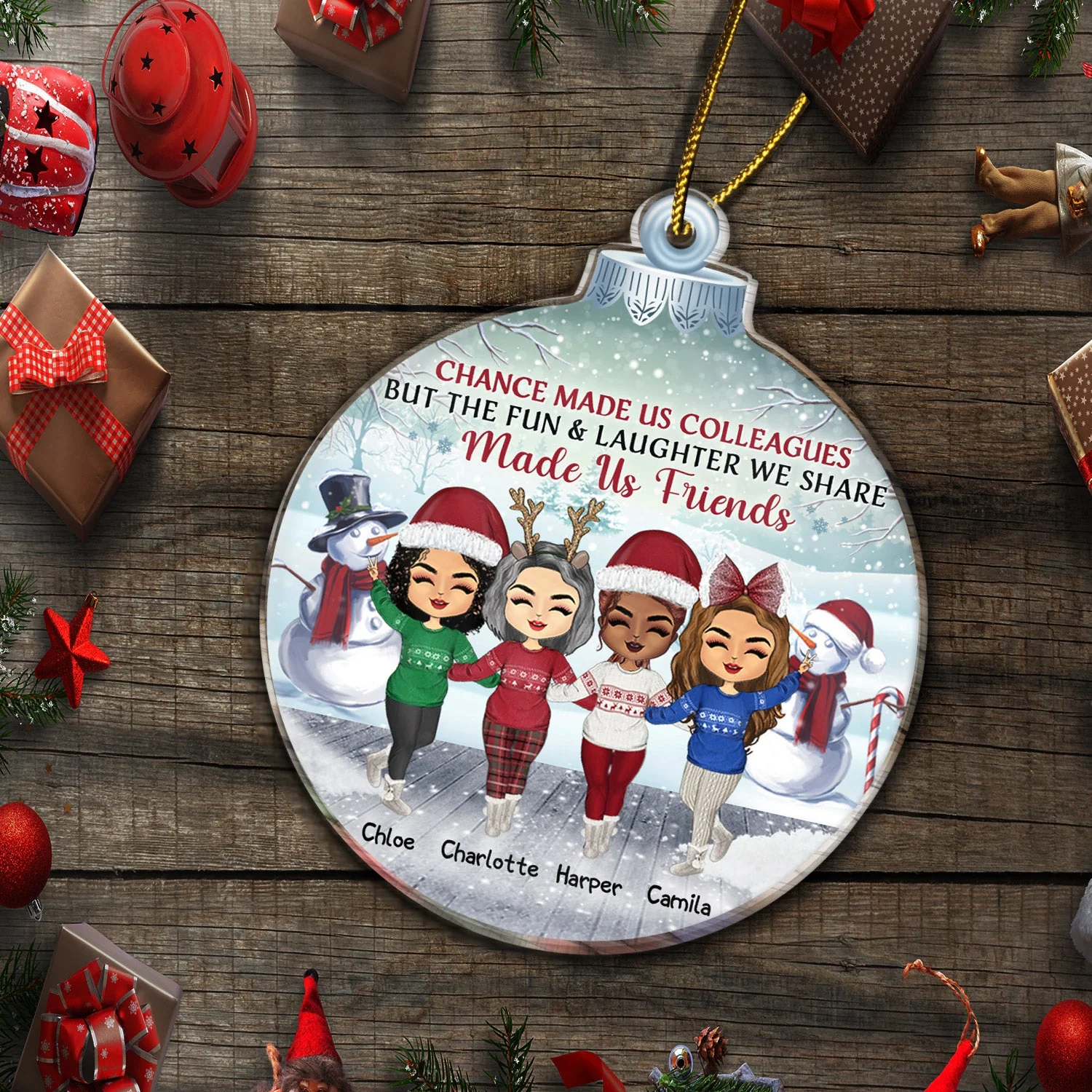 Work Made Us Colleagues - Christmas Gift For Co-worker, Besties, Best Friends - Personalized Custom Shaped Acrylic Ornament - Image 5