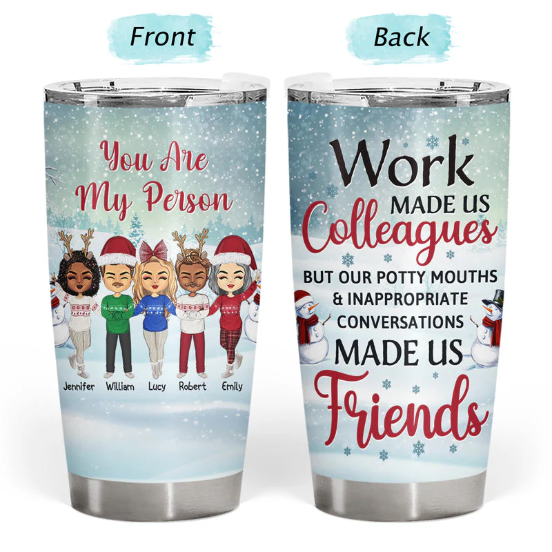 Work Made Us Colleagues - Christmas Gift For Co-worker - Personalized Custom Tumbler - Image 3