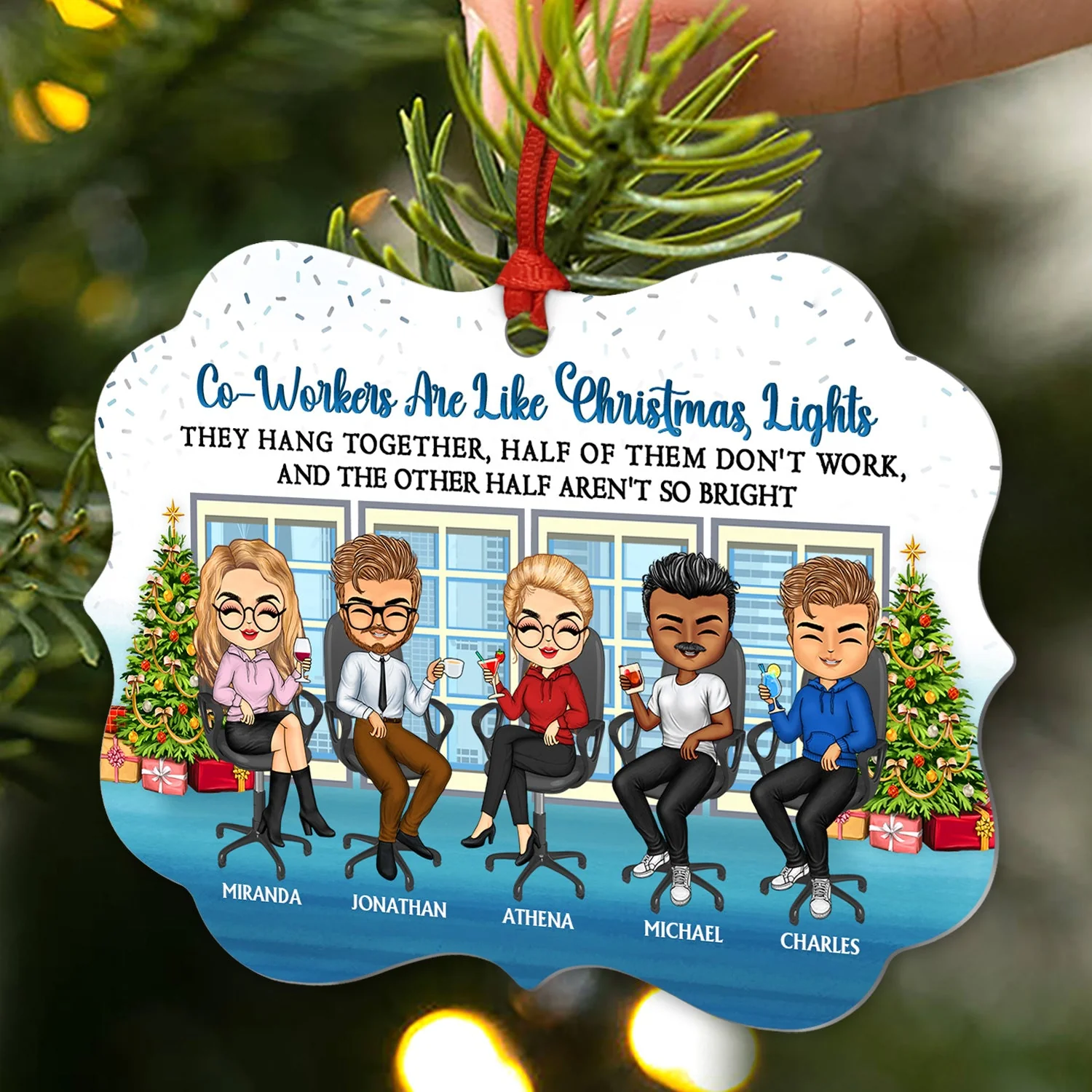 Work Made Us Colleagues - Christmas Gift For Co-workers And Best Friends - Personalized Custom Aluminum Ornament - Image 2
