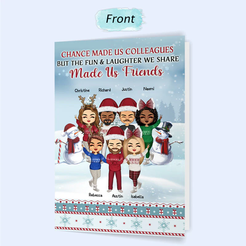 Work Made Us Colleagues - Christmas Gift For Friends And Colleagues - Personalized Custom Folded Greeting Card - Image 3