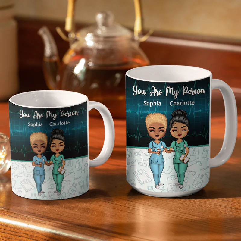 Work Made Us Colleagues Nurse - BFF Bestie Gift - Personalized Custom White Edge-to-Edge Mug - Image 3