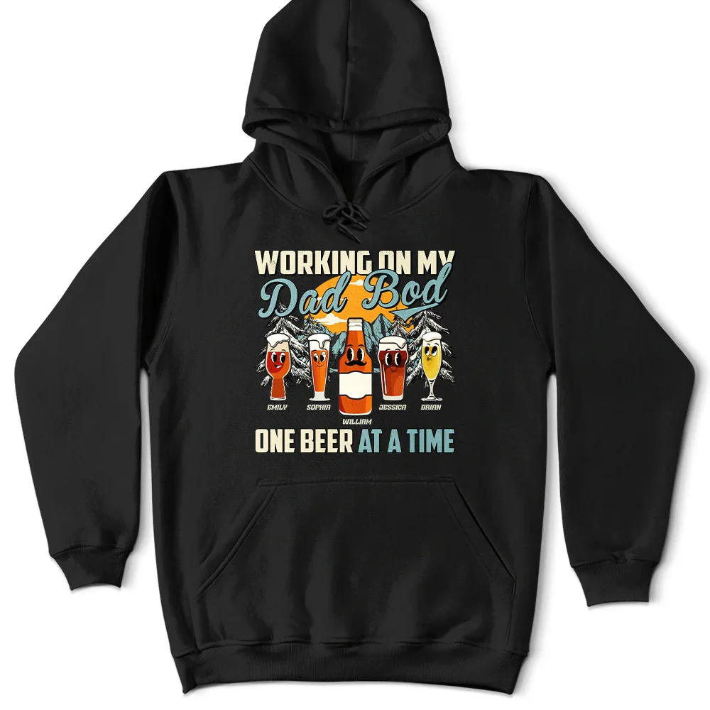 Working On My Dad Bod One Beer At A Time Fun Father - Personalized T Shirt - Image 4