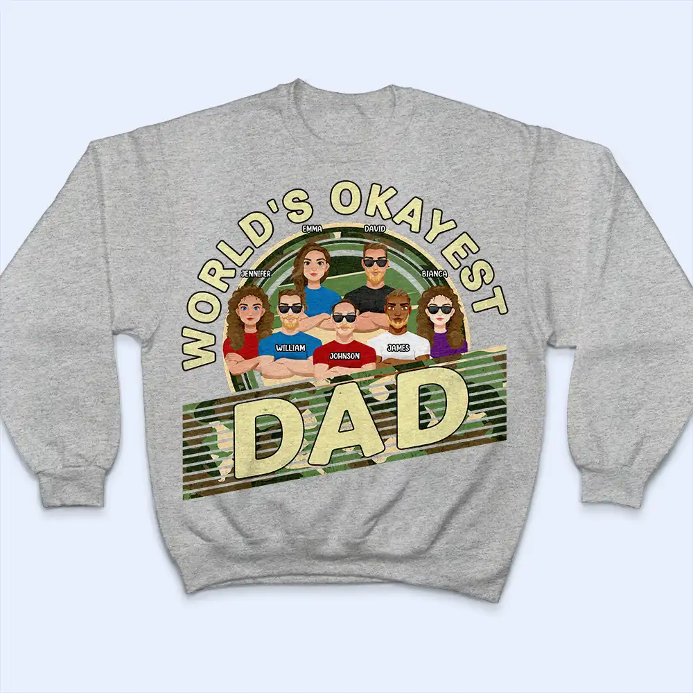 World Okayest Dad - Personalized T Shirt - Image 5