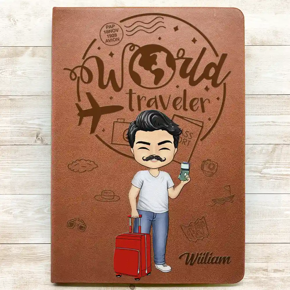 World Traveler - Personalized Leather Journal - Image 3